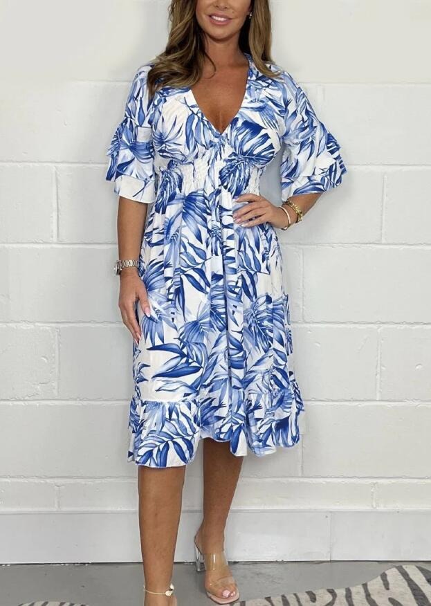 Floral Ruffle Midi Dress for Women