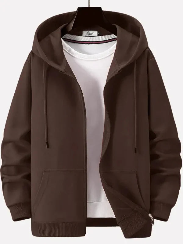 Casual Men's Zip Up Hooded Sweatshirt