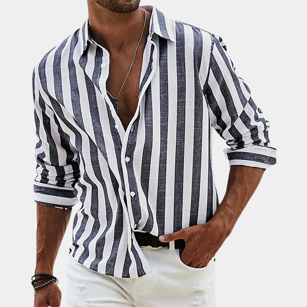 Classic Cotton Stripe Mens Shirt