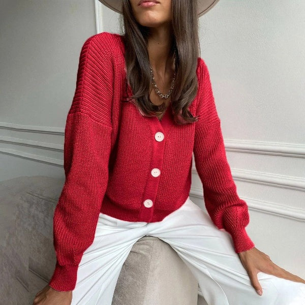 Cozy Women's V-Neck Button Cardigan Sweater
