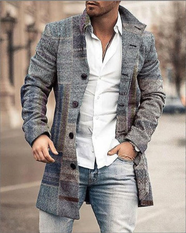 Classic Fit Mens Wool Check Coat