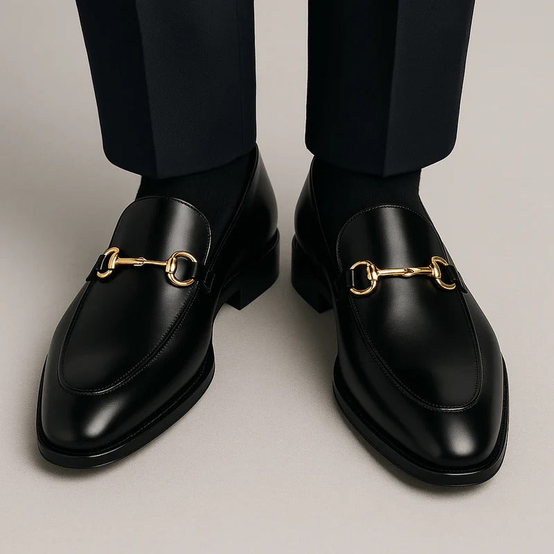 Classic Men's Black Leather Tassel Loafers