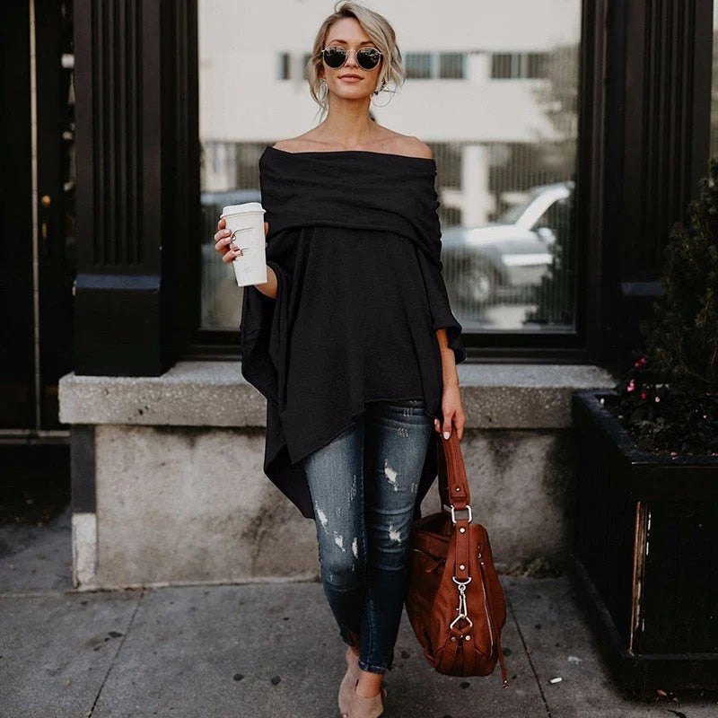 Casual Loose Fit Off The Shoulder Top