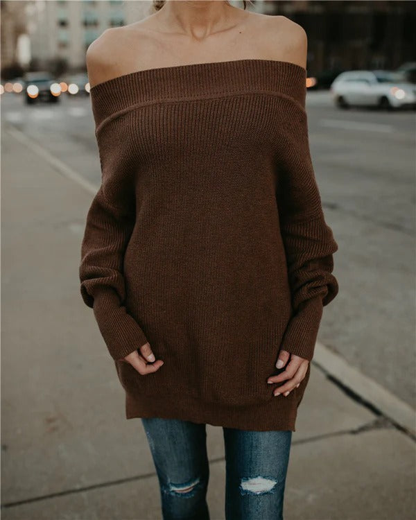 Cozy Women's Oversized Off Shoulder Sweater