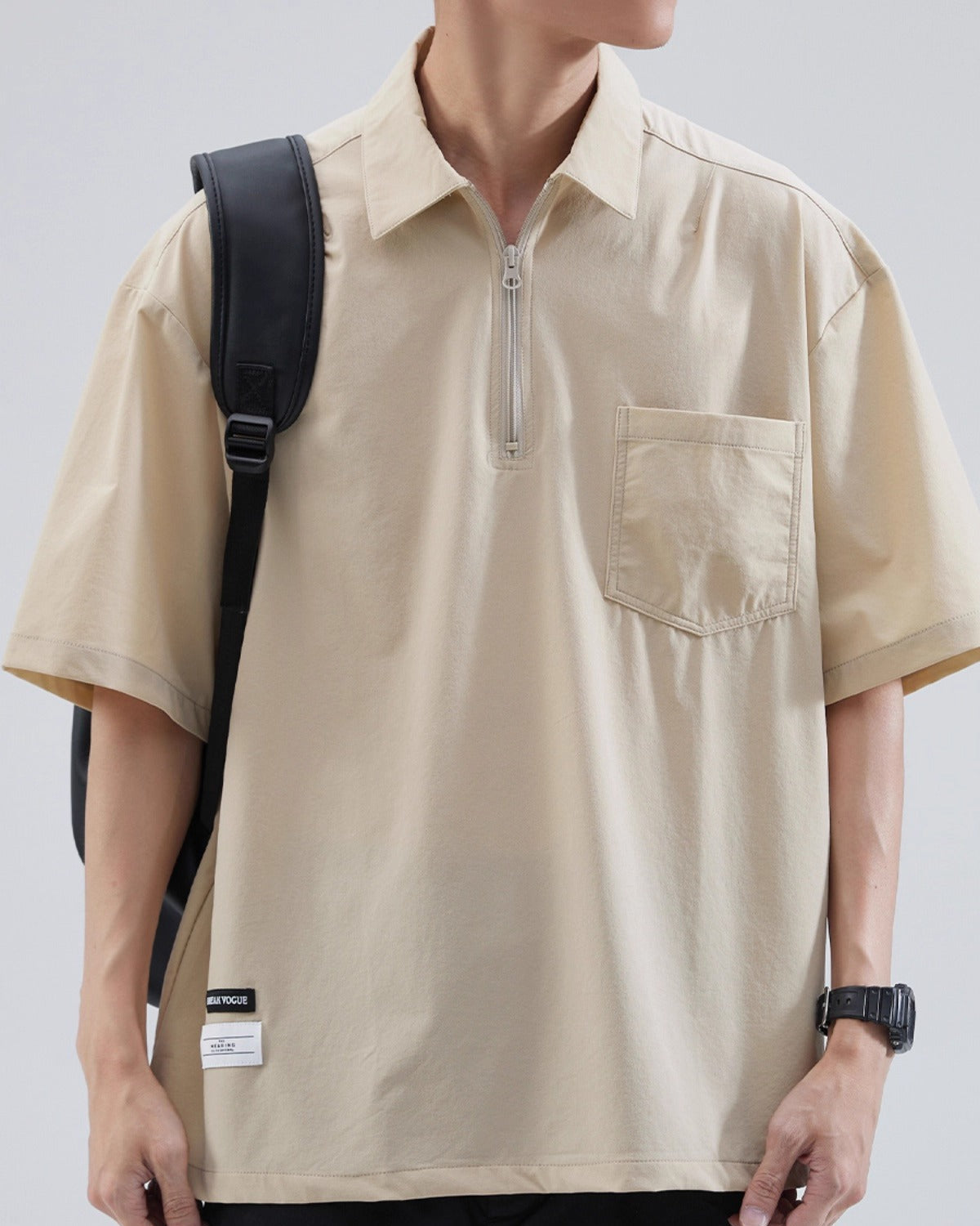 Relaxed Fit Zip Polo Shirt