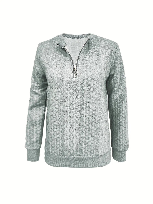 Cozy Women's Cable Knit Zip Up Sweatshirt