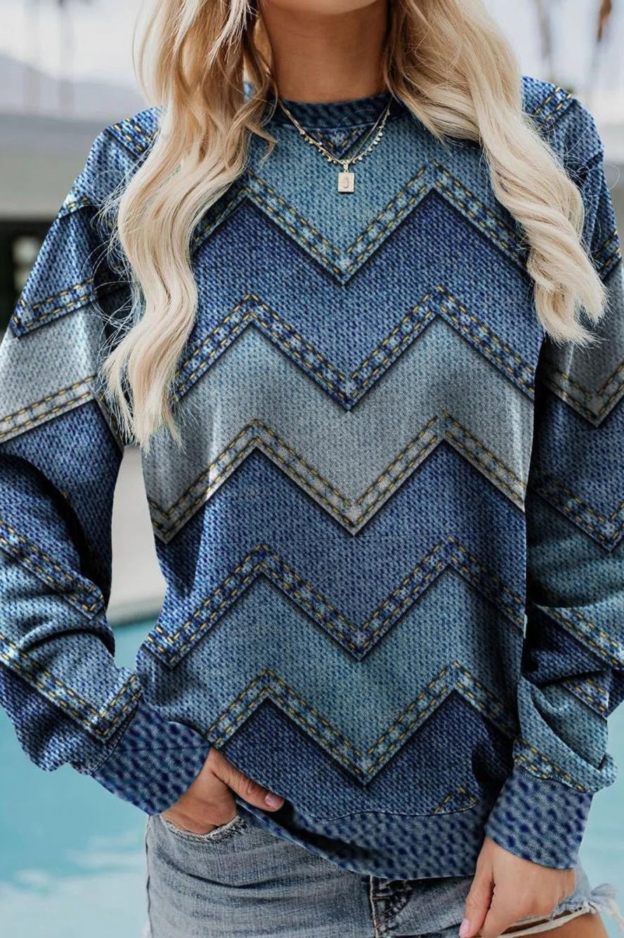 Comfy Women's Chevron Pattern Sweatshirt - Nocini