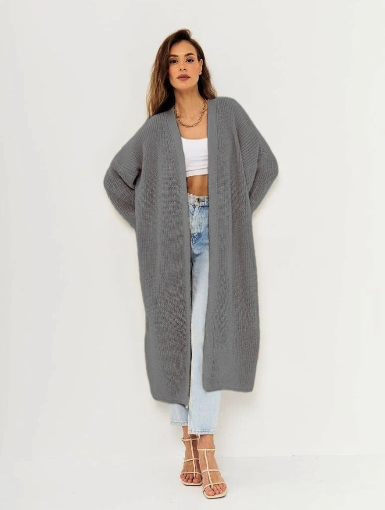 Cozy Women's Open Front Long Knit Cardigan