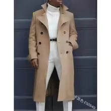 Men's Double Breasted Long Trench Coat