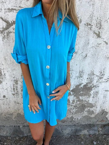 Casual Loose Fit Button Front Dress