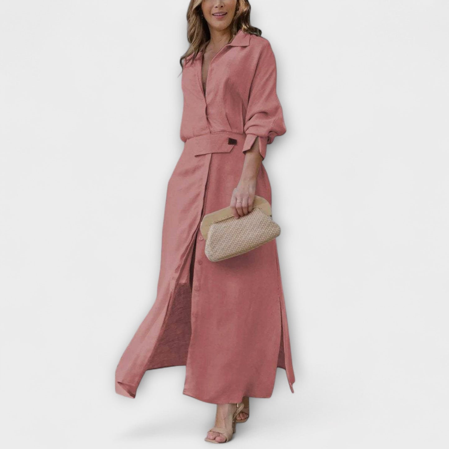 Elegant V Neck Evening Maxi Dress