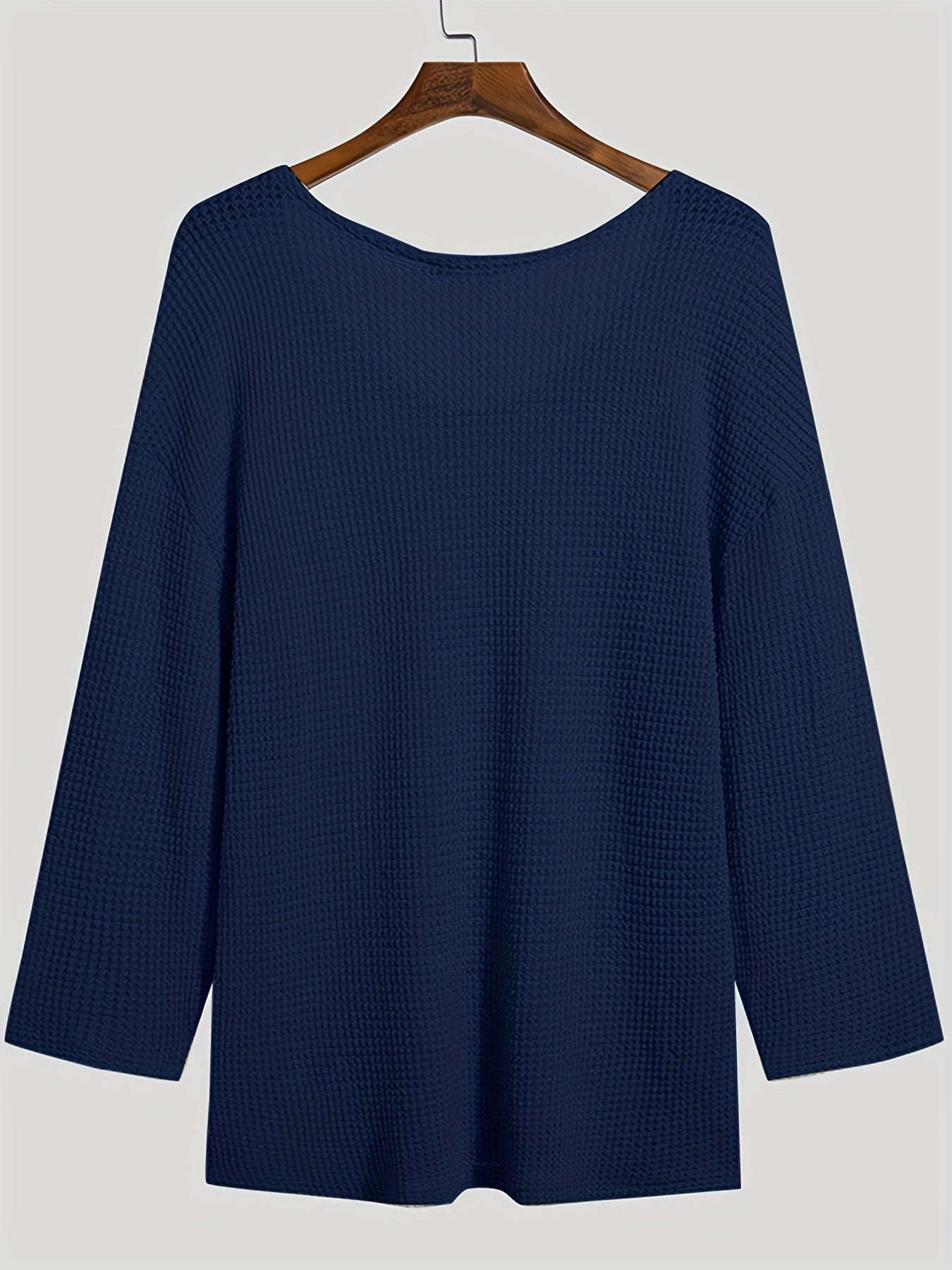 Knitted Men's Top with V-Neck and Long Sleeves – Eliott-Blue-S-State of Style