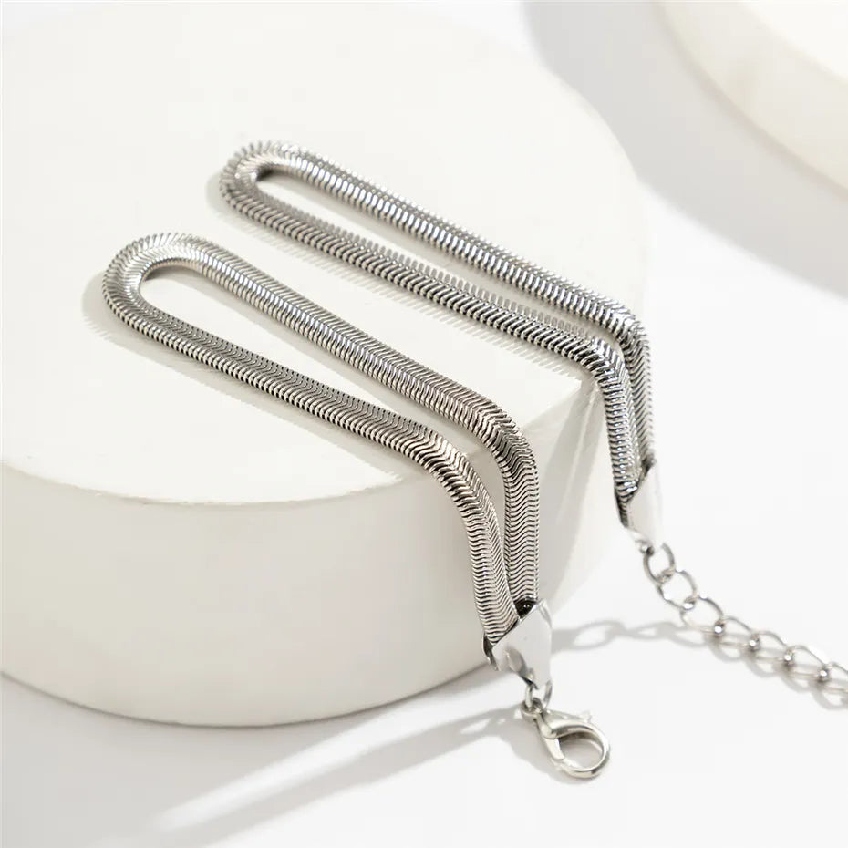Delicate Knot Chain Open Bangle Bracelet