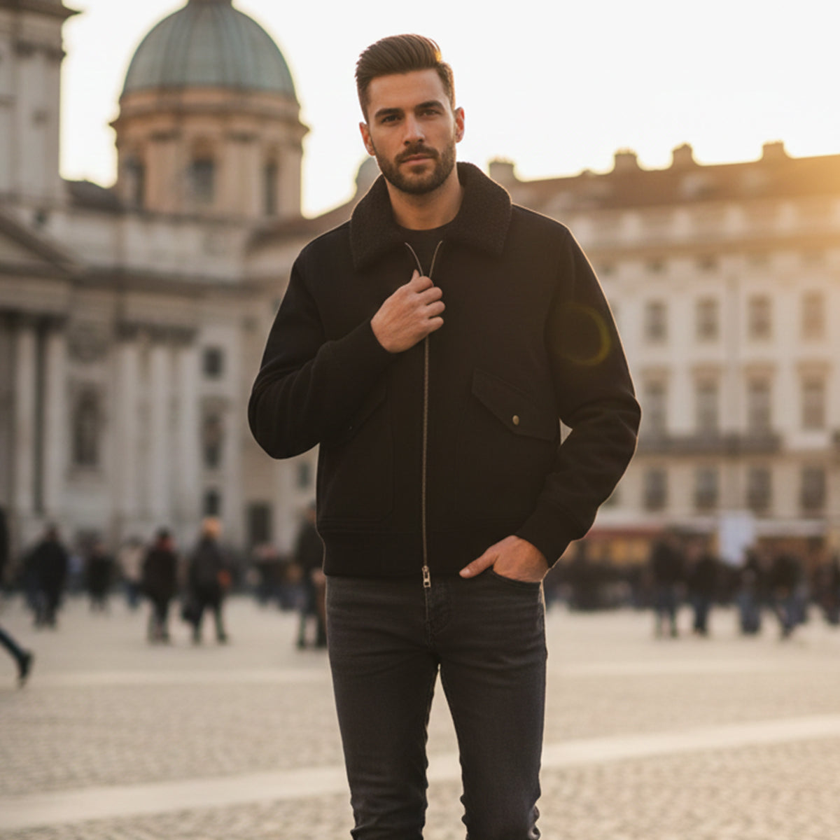 Warm Fleece Lined Mens Bomber Jacket