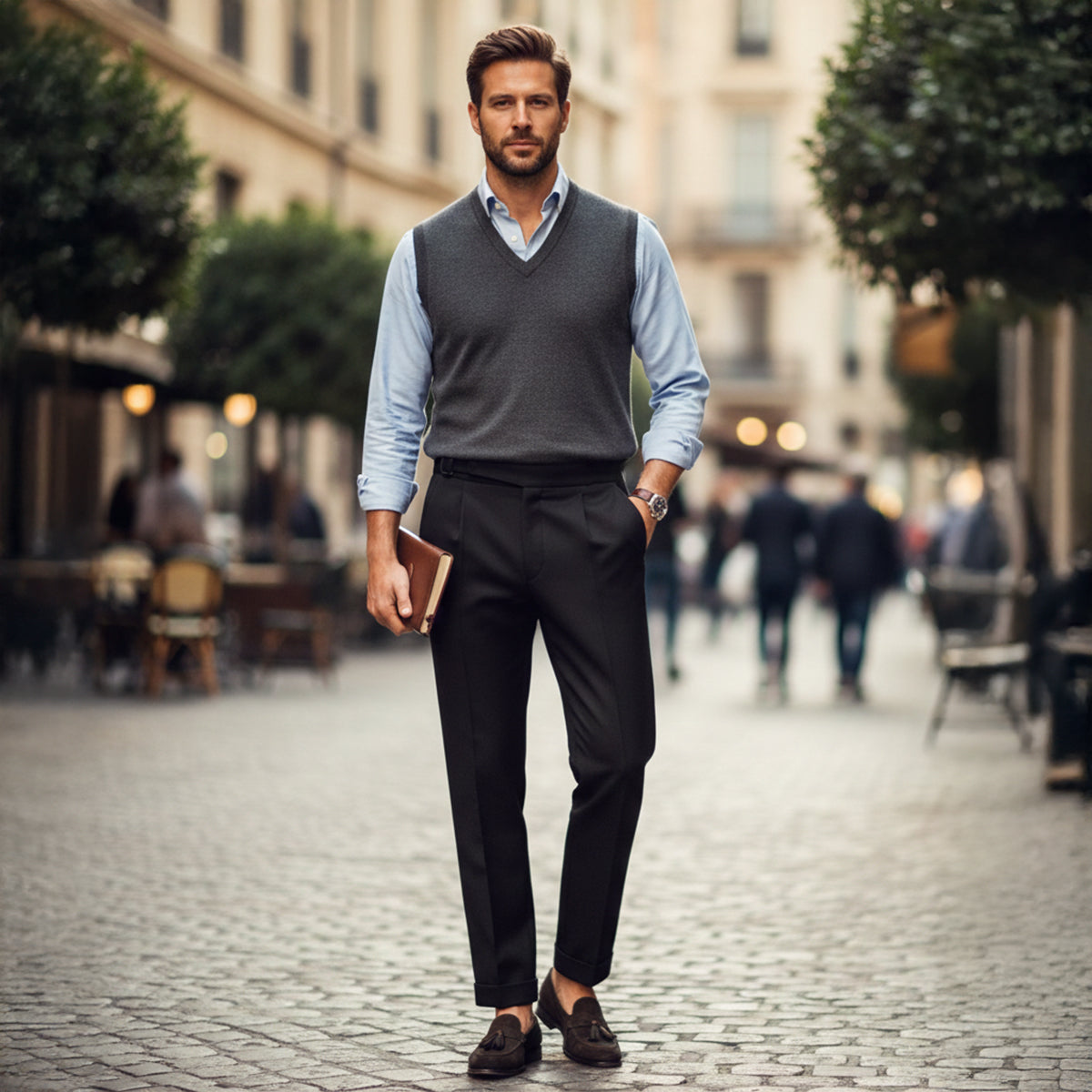 Classic Fit High Waisted Dress Pants for Men