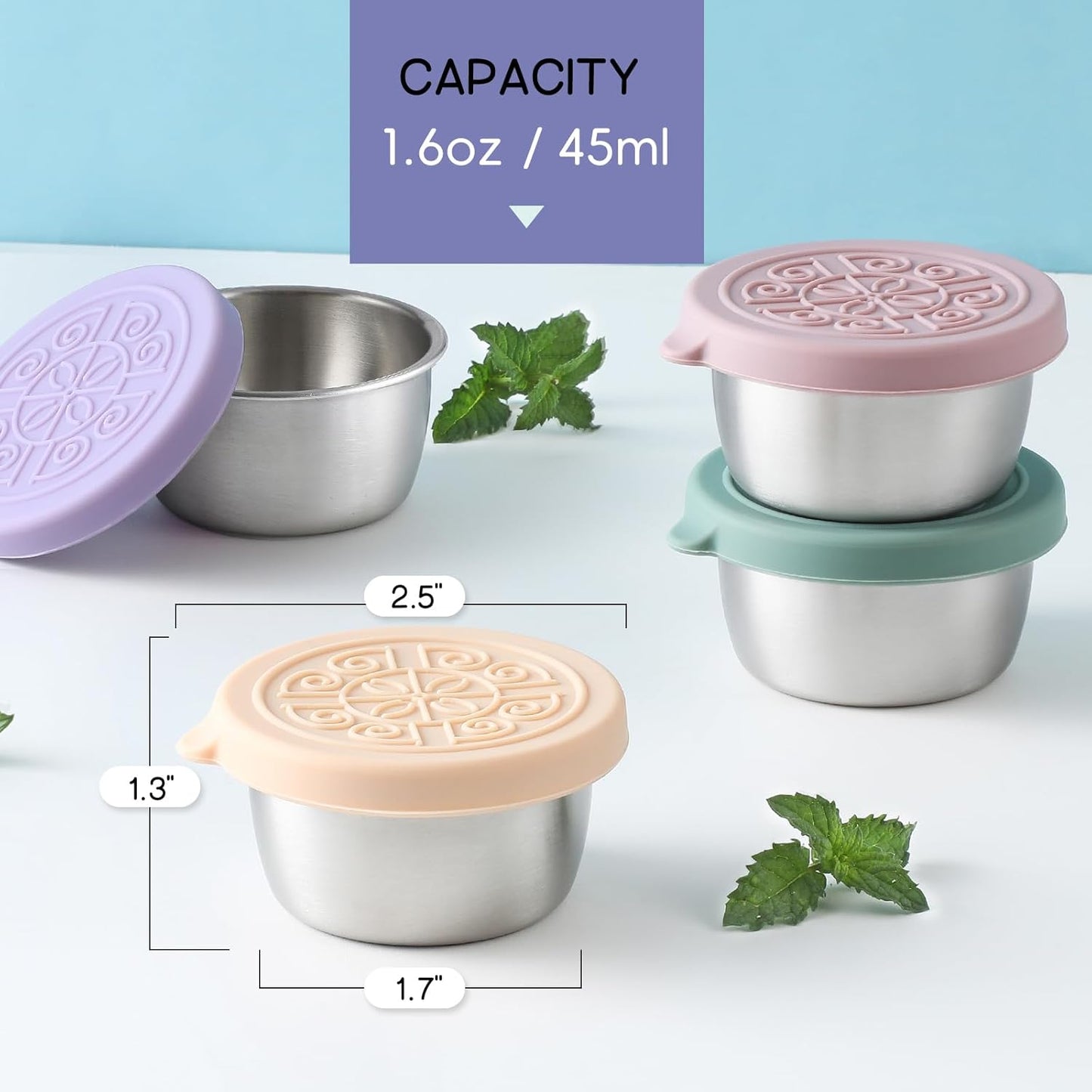 Leak-proof Stainless Steel Sauce Cups (6 Pieces) - FlavorPods-45ml-Nora Luxe