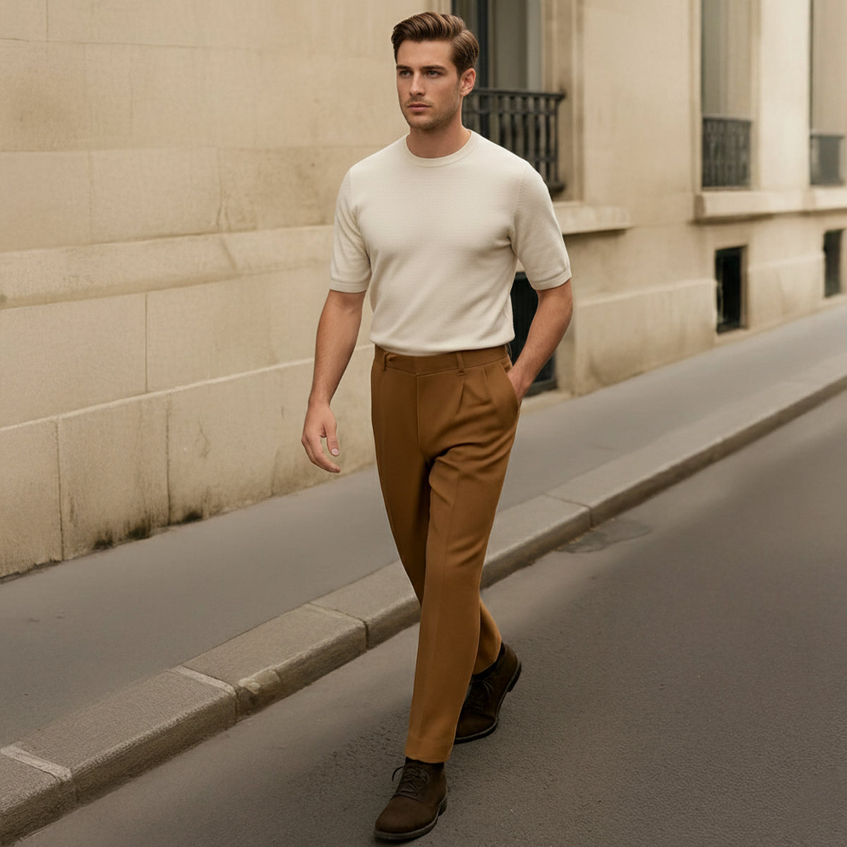 Classic Fit Pleated Mens Pants