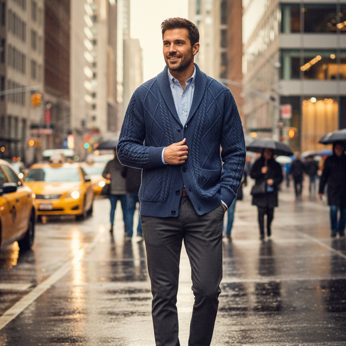 Premium Men's Soft Cashmere Button Sweater