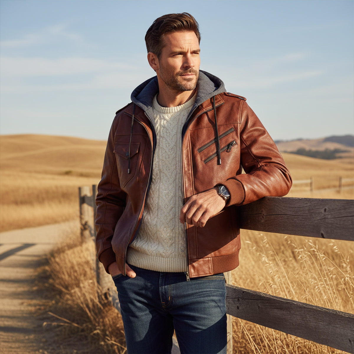 Men's Classic Faux Leather Bomber Jacket