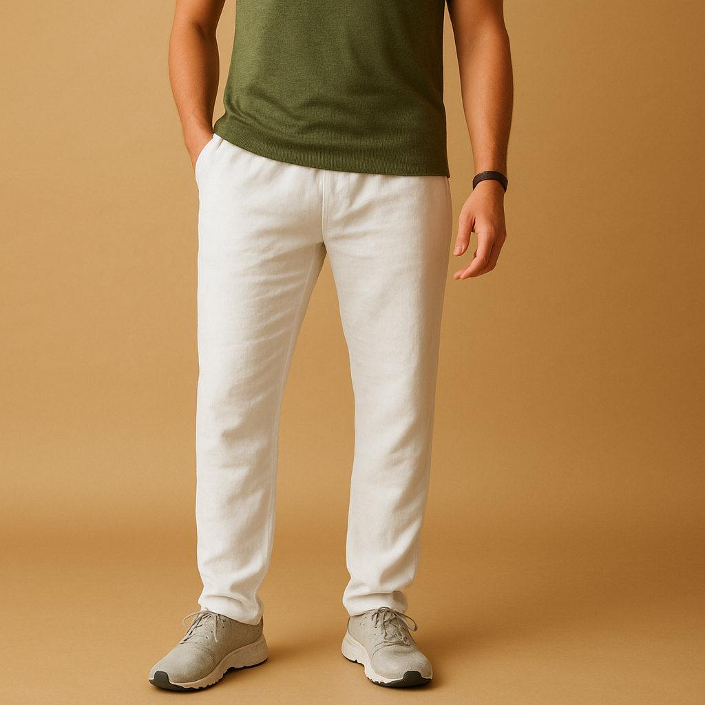Men’s lightweight casual pants with loose fit and breathable fabric, perfect for summer, beach, or elegant casual occasions.