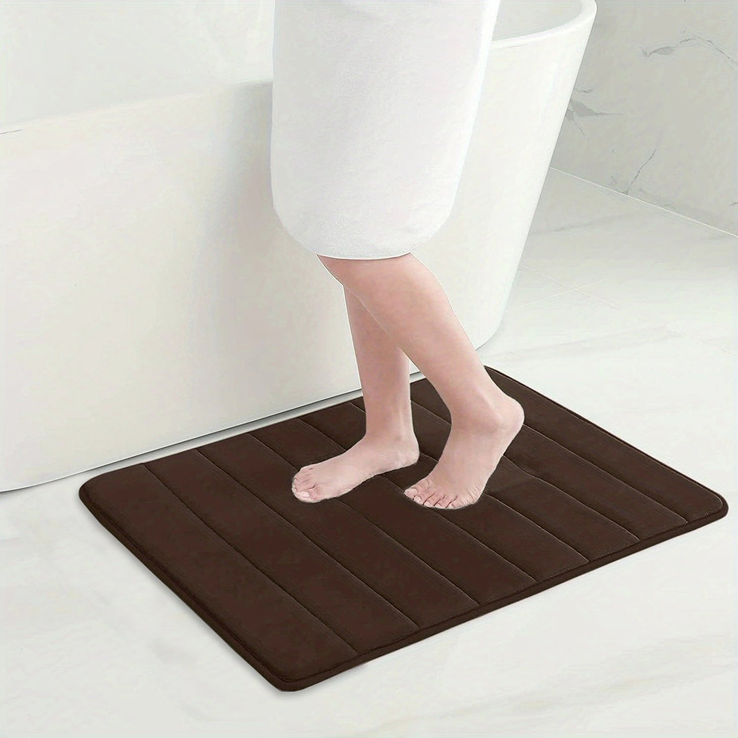 Luxury Non-Slip Bath Mat - Livia-Coffee-19.69 inches x 31.50 inches-Nora Luxe