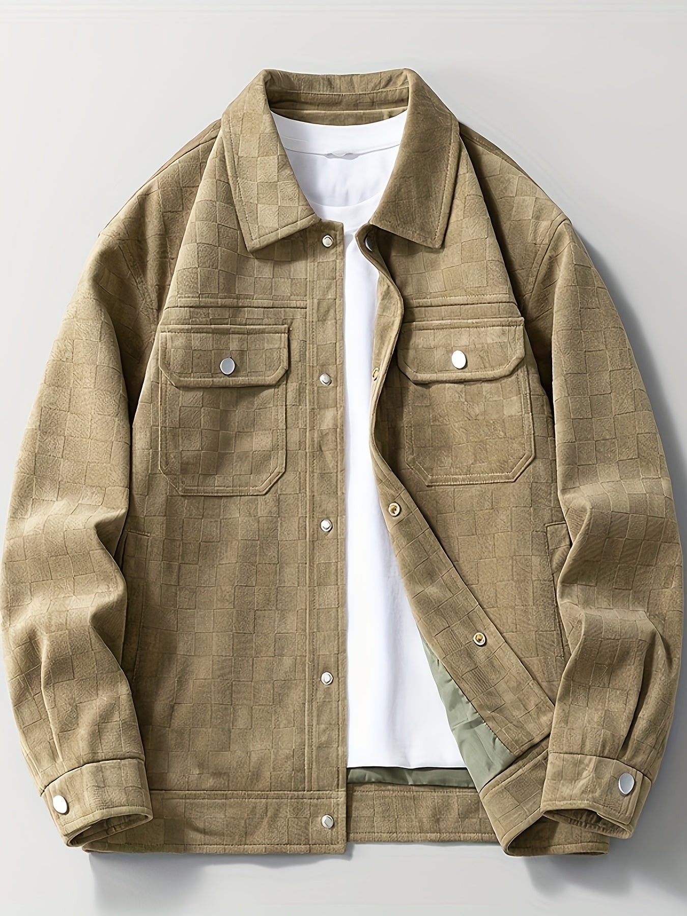 Casual Fit Plaid Button Jacket
