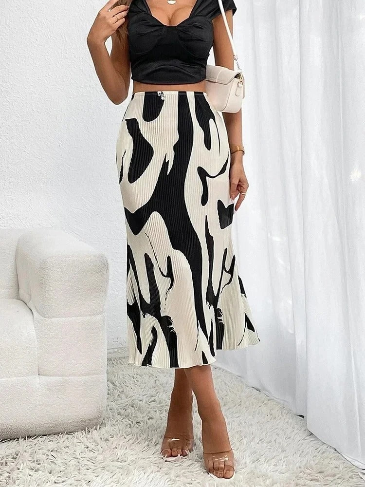 Floral A-Line Mid Length Women's Skirt - Nocini