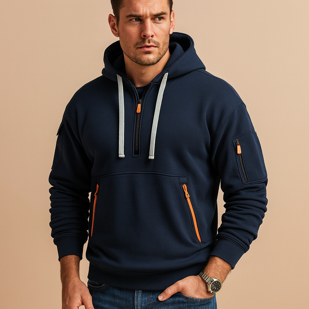 Men’s modern hooded sweatshirt with a soft fabric, comfortable fit, and versatile color options, perfect for everyday casual and sporty wear.