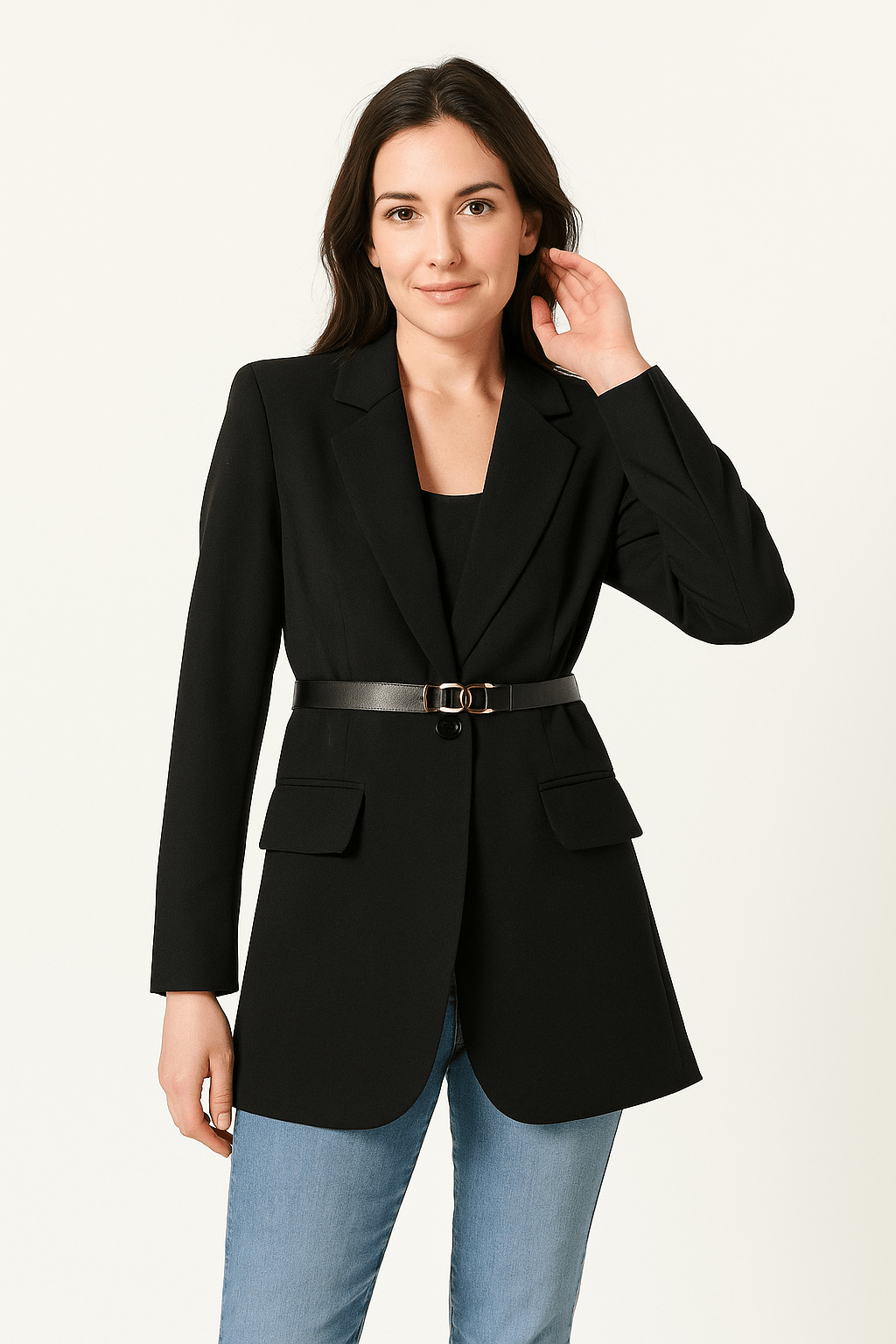 Classic Fit Women's Blazer with Belted Waist