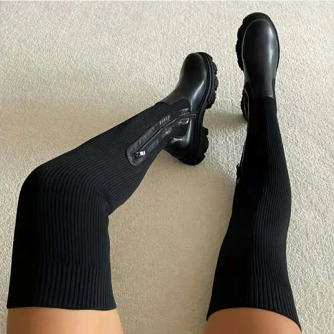 Tall Faux Leather Knee High Boots