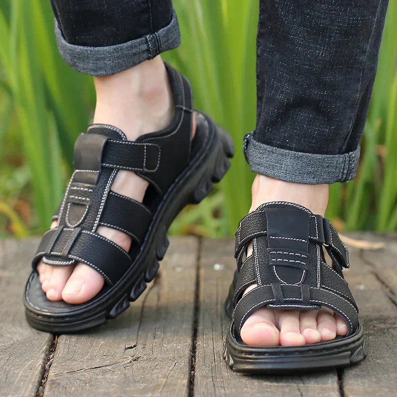 Orthopaedic Leather Men's Sandals – Thijs-Brown-6-State of Style