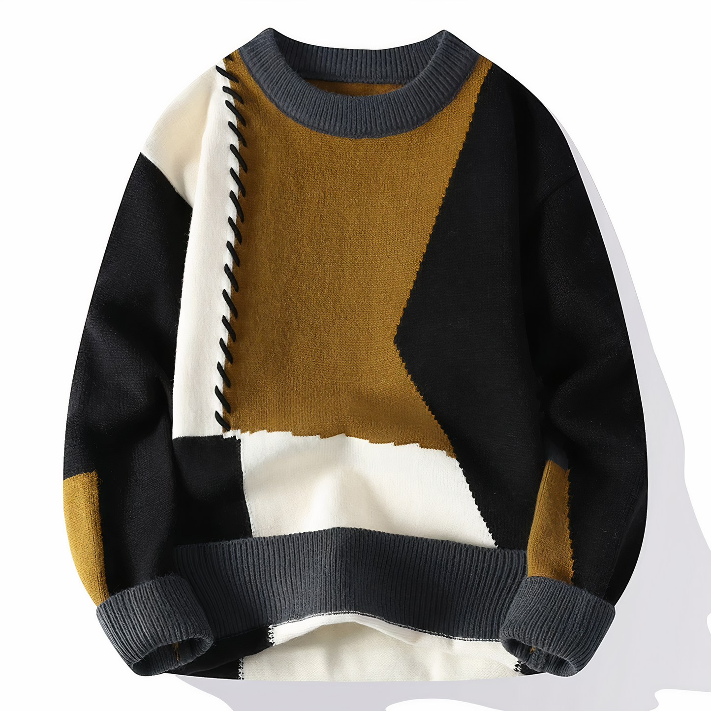 Casual Patchwork Crew Neck Sweater