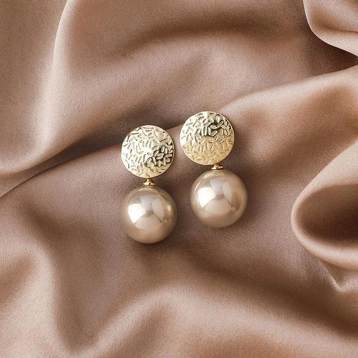 Luxurious Gold Plated Pearl Drop Earrings - Pexav