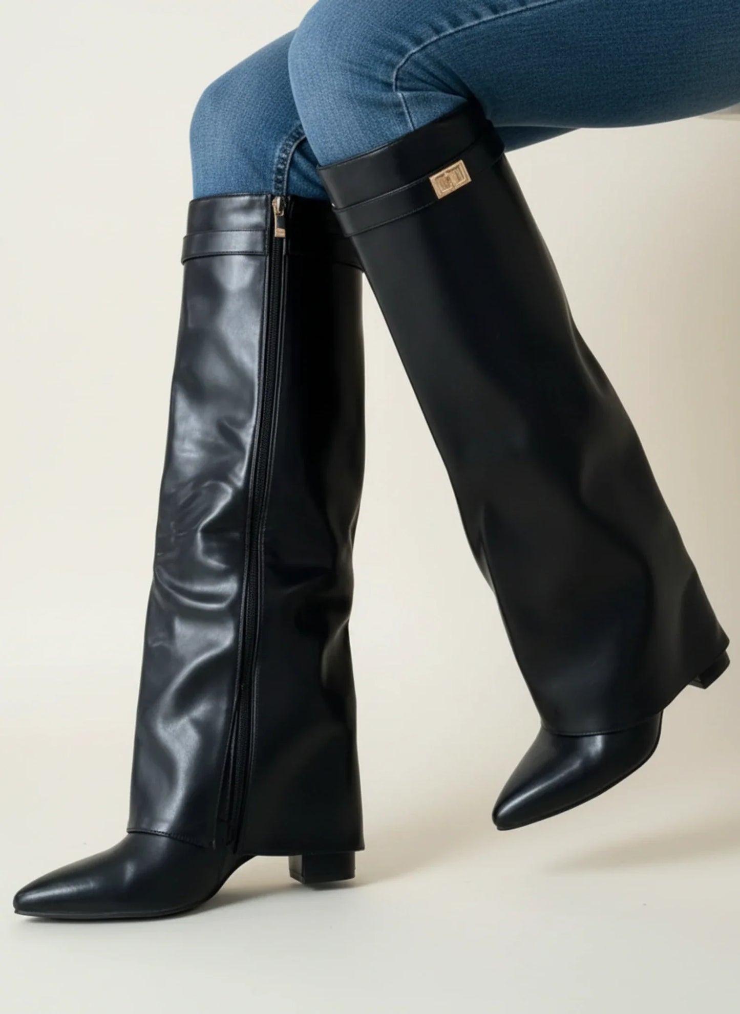Tall Heeled Ankle High Leather Boots for Women