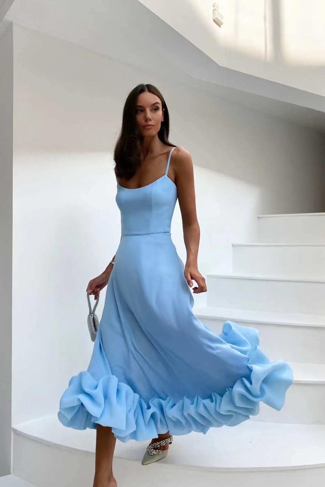 Beautiful Formal Ruffle Midi Dress
