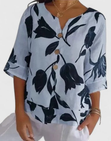 Beautiful Flower Pattern Women's Blouse