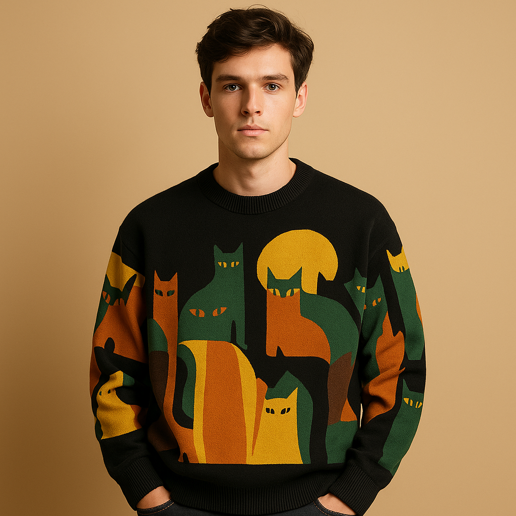 Men’s oversized warm sweater with soft fabric and a modern timeless design, ideal for autumn and winter wear.