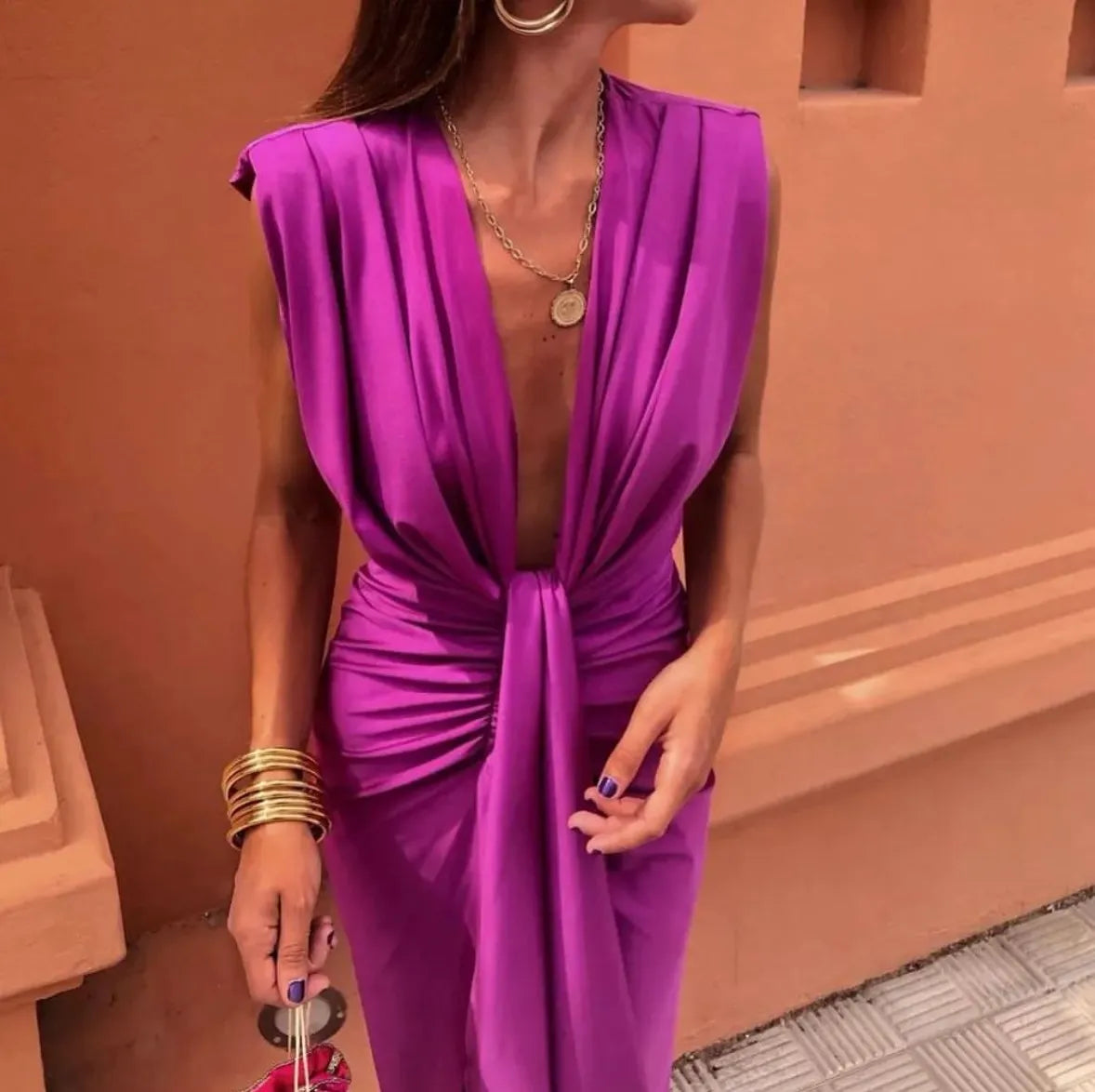 Flowy Ruffled Knee Length Dress