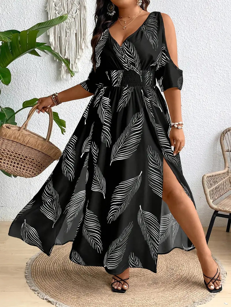 Image of Rochelle | Women's V-Neck A-Line Midi Dress