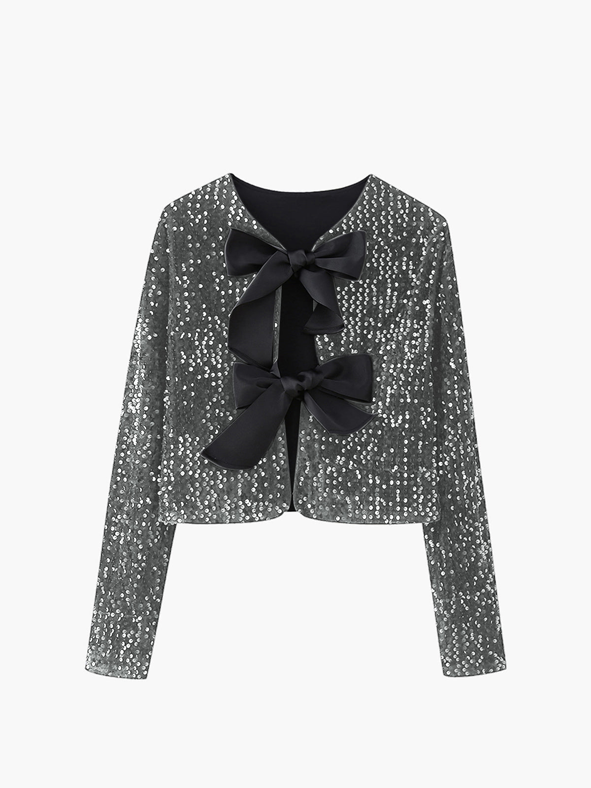 Glittering Soft Bow Knot Embellished Jacket