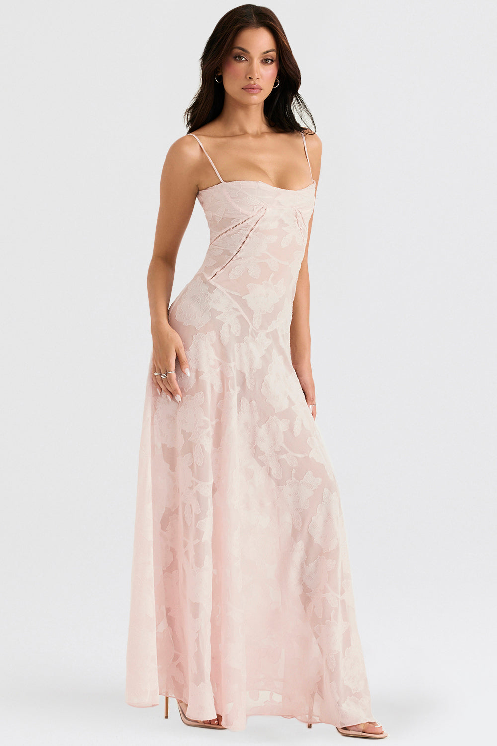 Elegant Women's Maxi Dress with Lace Detail