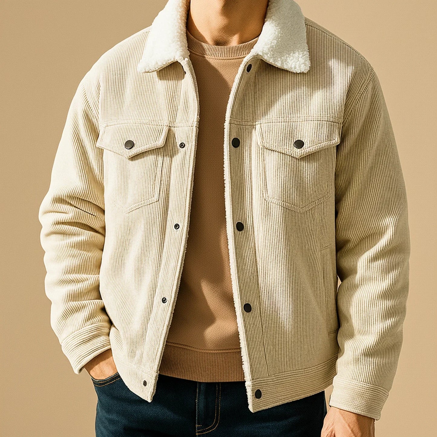 Fleece Lined Corduroy Mens Jacket