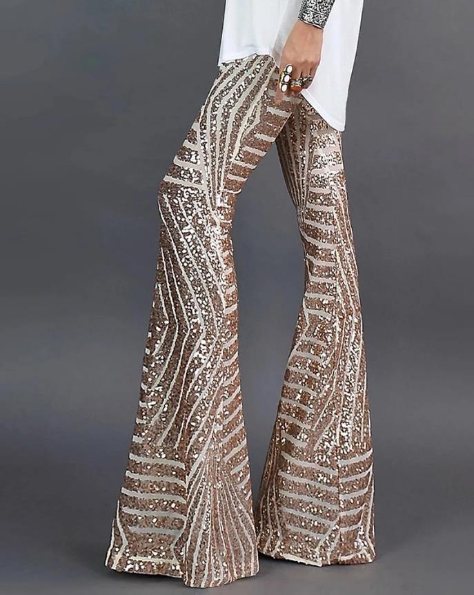 Sparkly Wide Leg Pants - Pexav