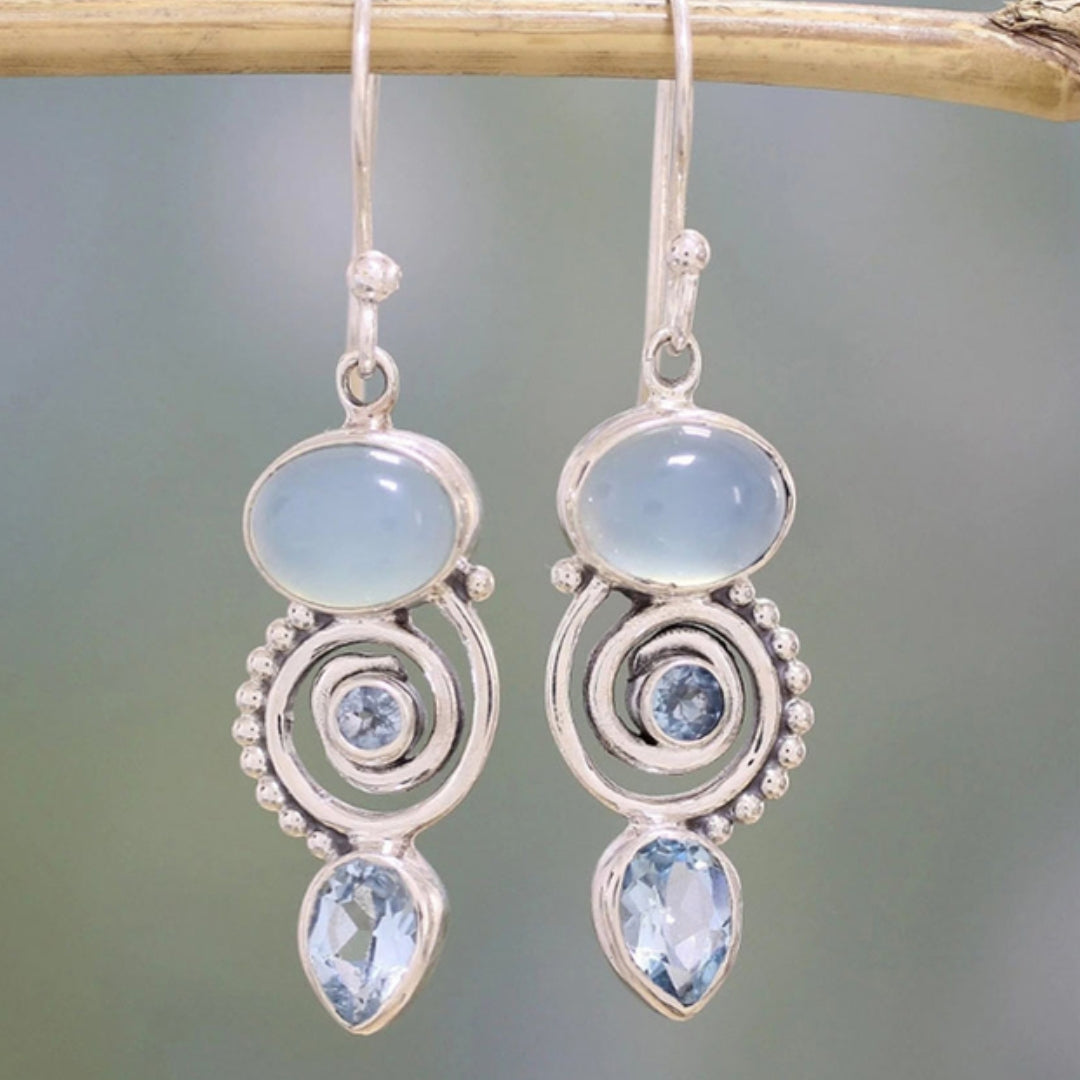 Sparkling Moonstone Drop Earrings - Pexav
