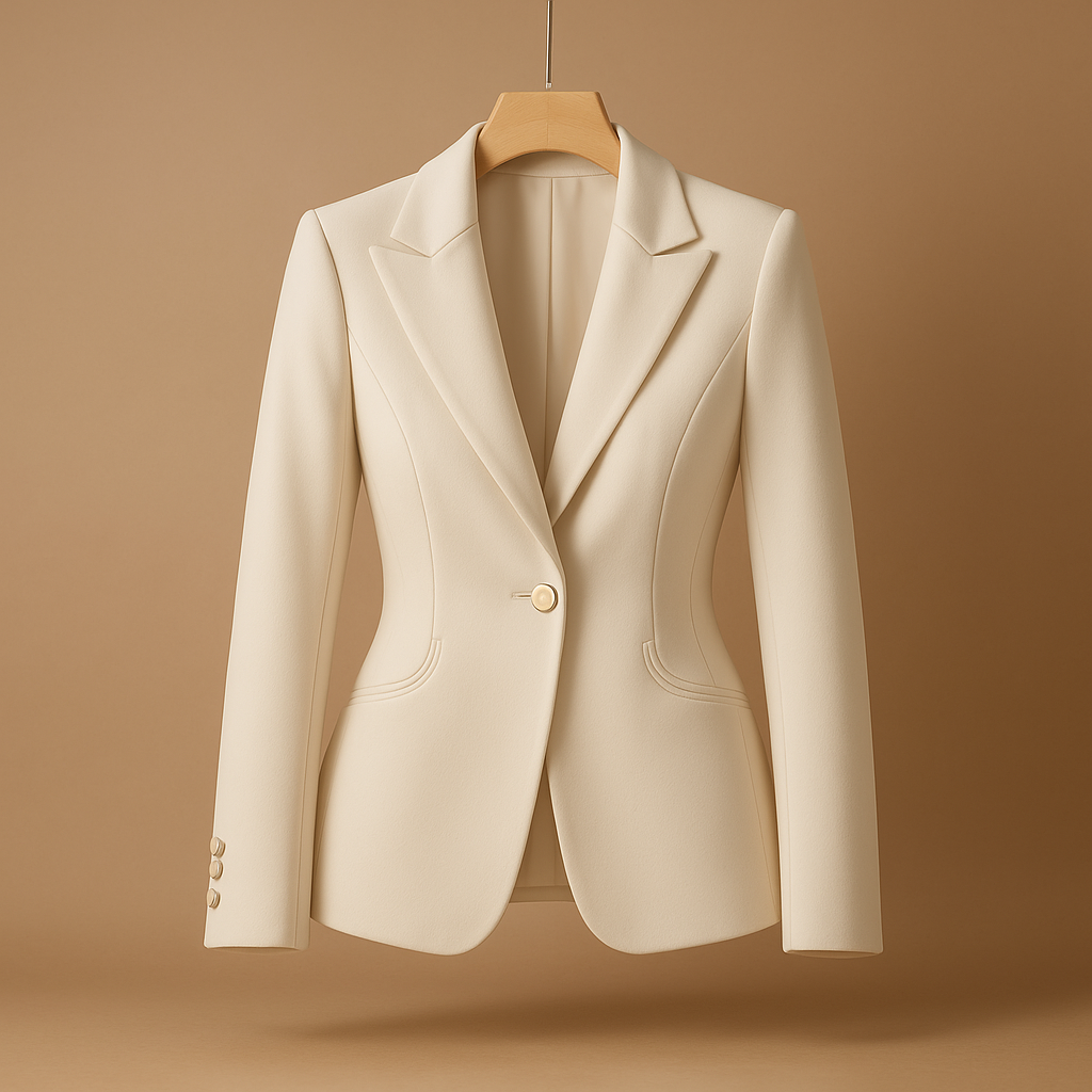 Slim fit women’s blazer with classic lapel design, ideal for casual outfits and year-round styling.