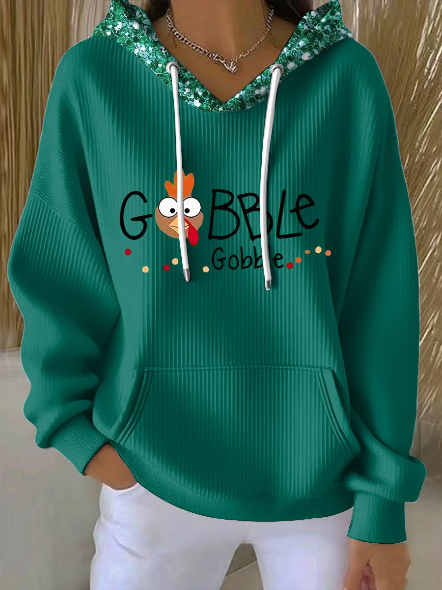 Fun Holiday Turkey Glitter Hoodie - Olytrend
