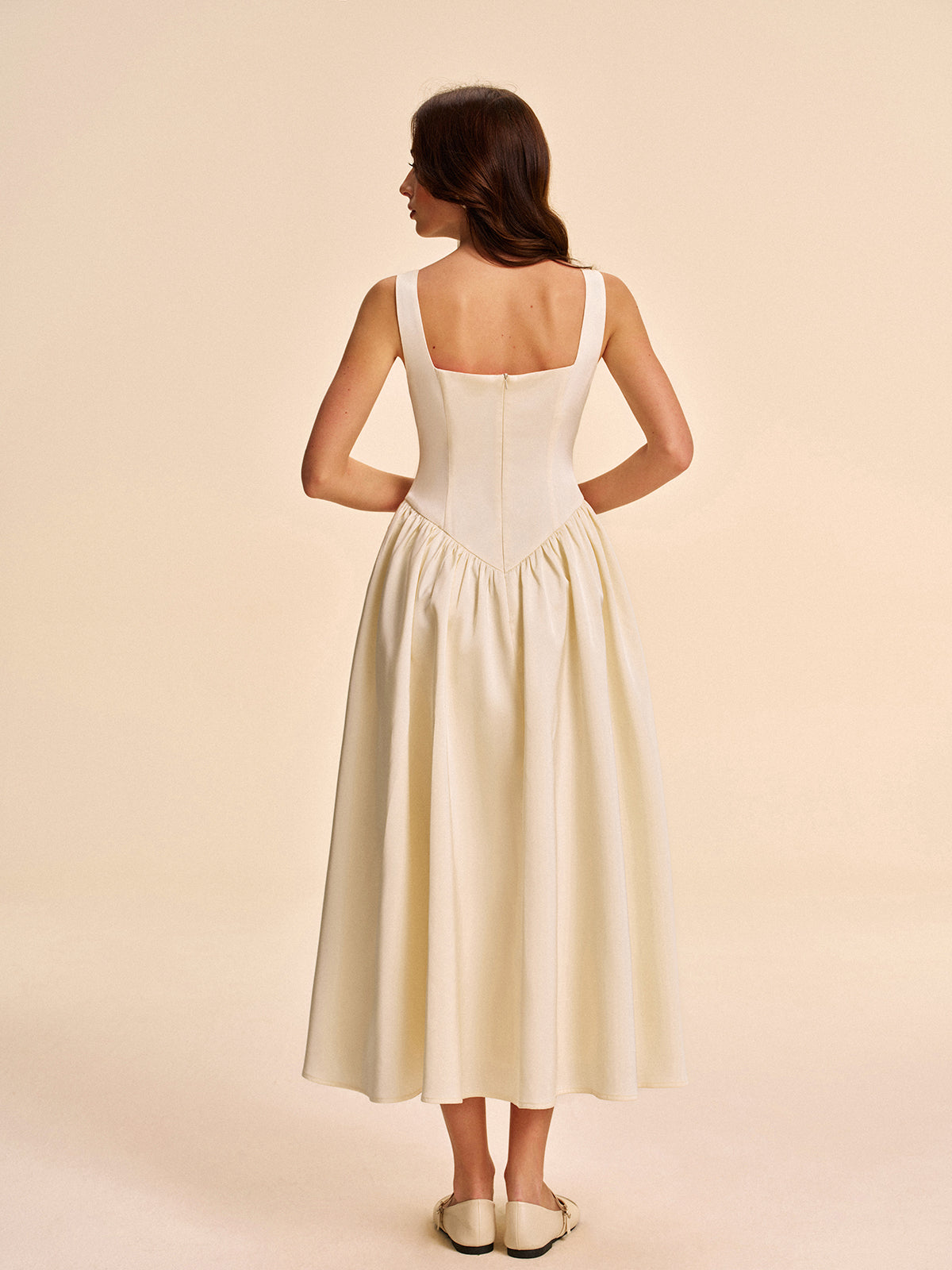 Feminine Ruffled V Neck Dress
