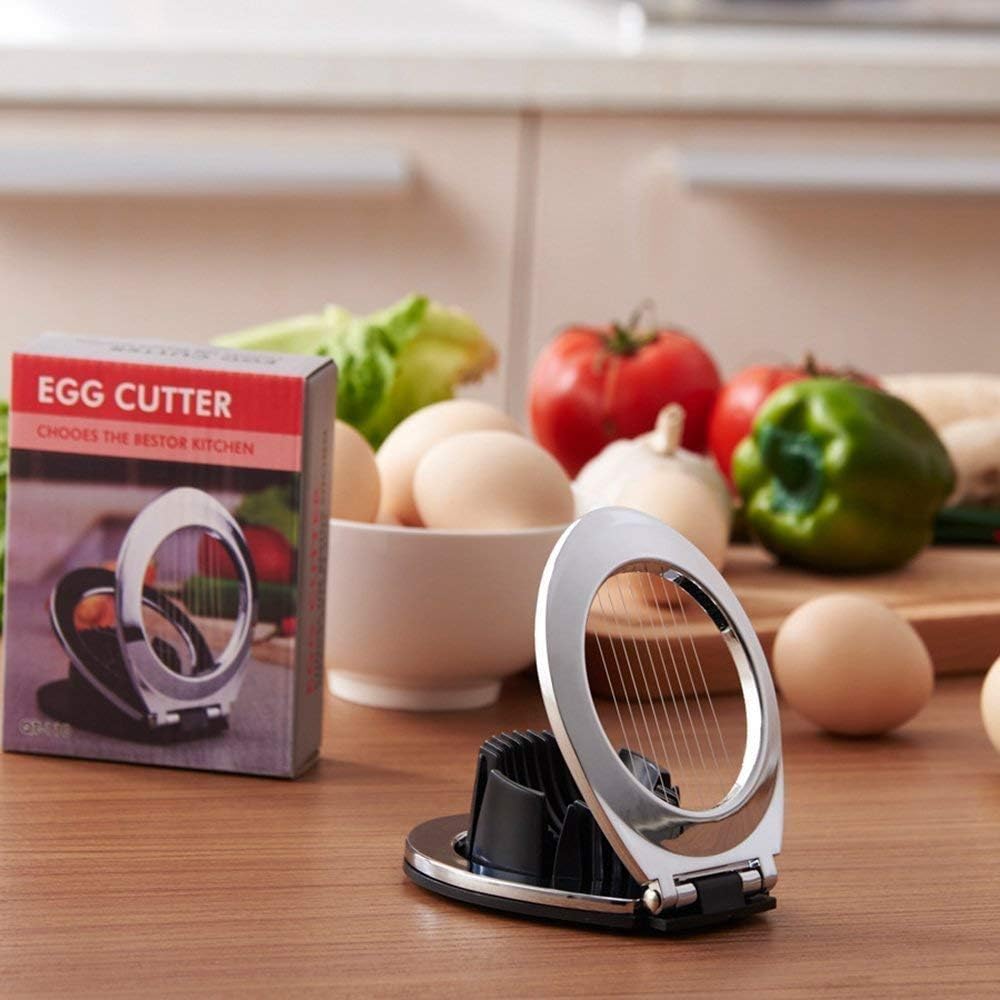 Stainless Steel Egg Slicer – 3 Cutting Styles for Quick Preparation!-Nora Luxe
