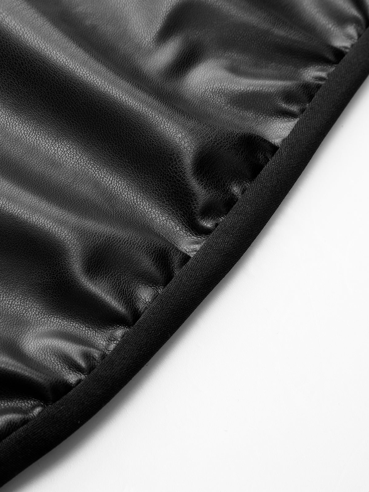 Faux Leather Ruffle Front Fit Dress