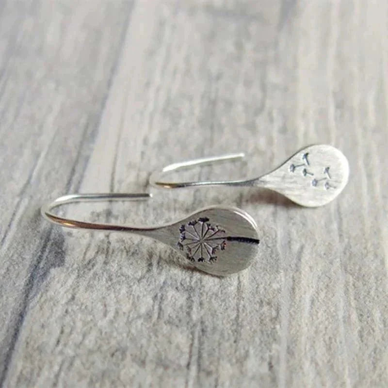 Delicate Silver Floral Drop Earrings